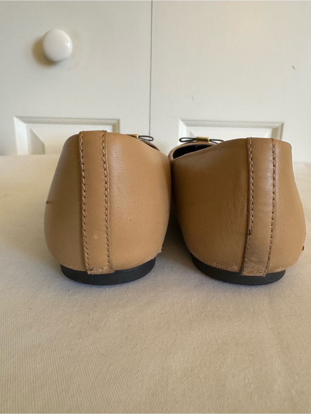 TORY BURCH Beige/Black Leather Ballet Flats 8.5 - Picture 5 of 8